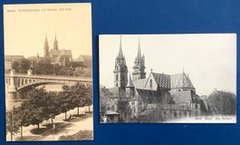 Basel - 2 Postkarten mit Münster ungelaufen