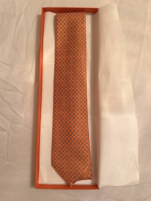 Cravatte: Hermès Krawatte + Einstecktuch ? 100% Seide ? Orange/Blau – Usato da Zürich venduto da leo_zx2x