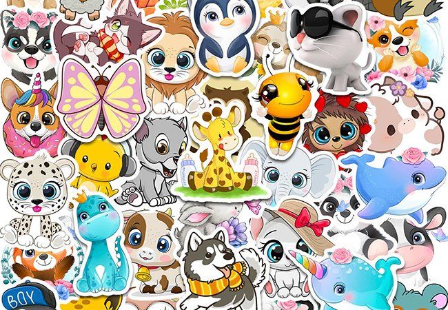 50 Stk. Sticker Aufkleber - Cartoon Süsse Tiere (Neu und ...