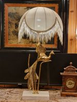 Florentine Hollywood Regency Pfau Tischlampe Marmor