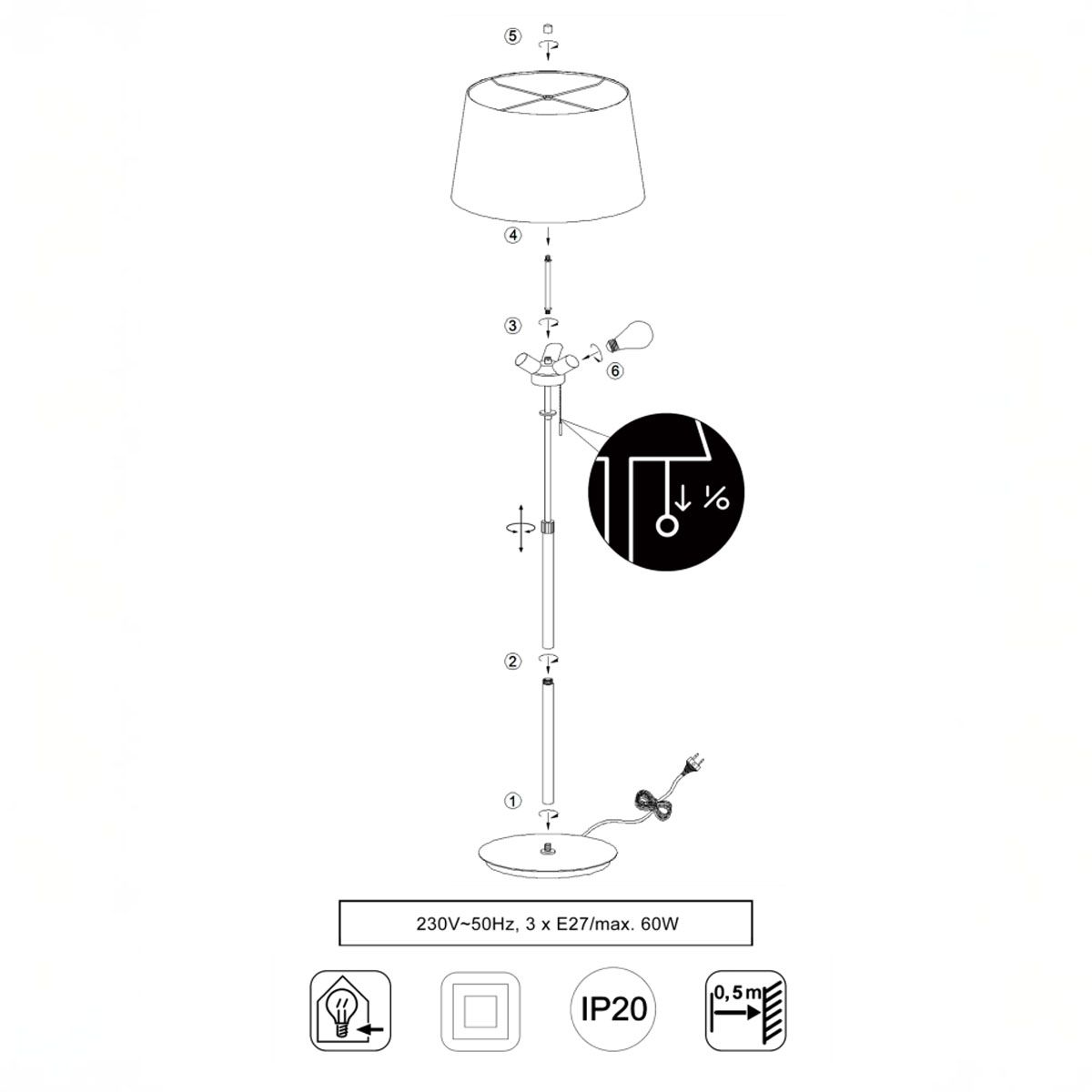 Lampade: Stehleuchte, Messing, 180 cm Höhe – Nuovo (secondo la descrizione) da Kreuzlingen venduto da Smart-Light 3