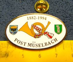 POST SCHWEIZ MÜHLEBACH SG PIN GEPRÄGT GOLDIG