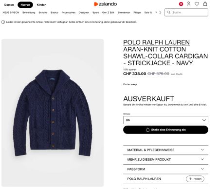 Polo Ralph Lauren ARAN-KNIT COTTON SHAWL-COLLAR CARDIGAN