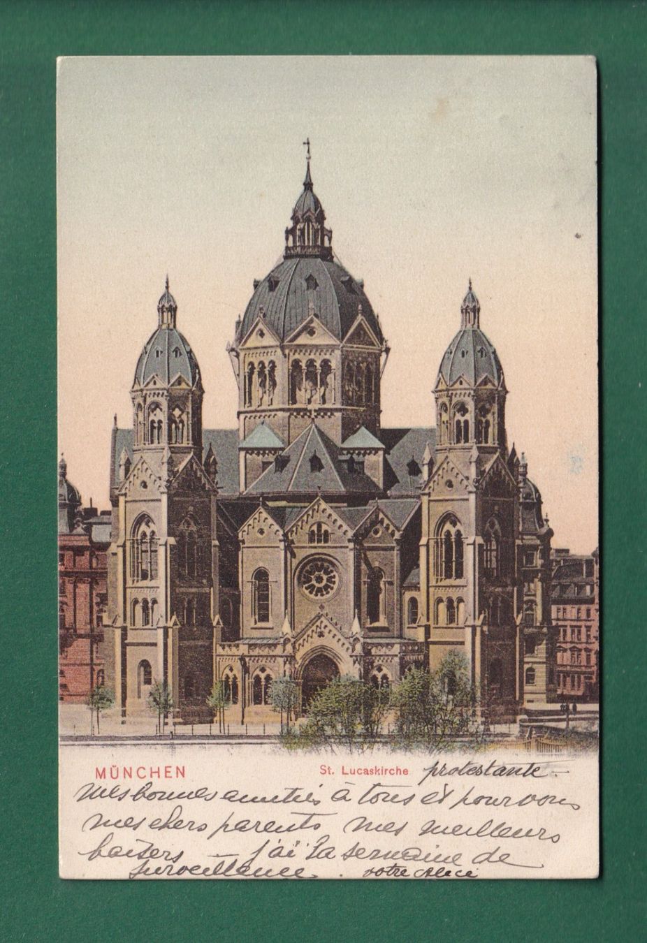 Ansichtskarten: MÜNCHEN - St. Lucaskirche - 1906 – Gebraucht aus Pully von nicecards-shop