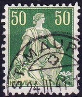 1940, Helvetia mit Schwert Nr. 113y gest., glattes Papier.