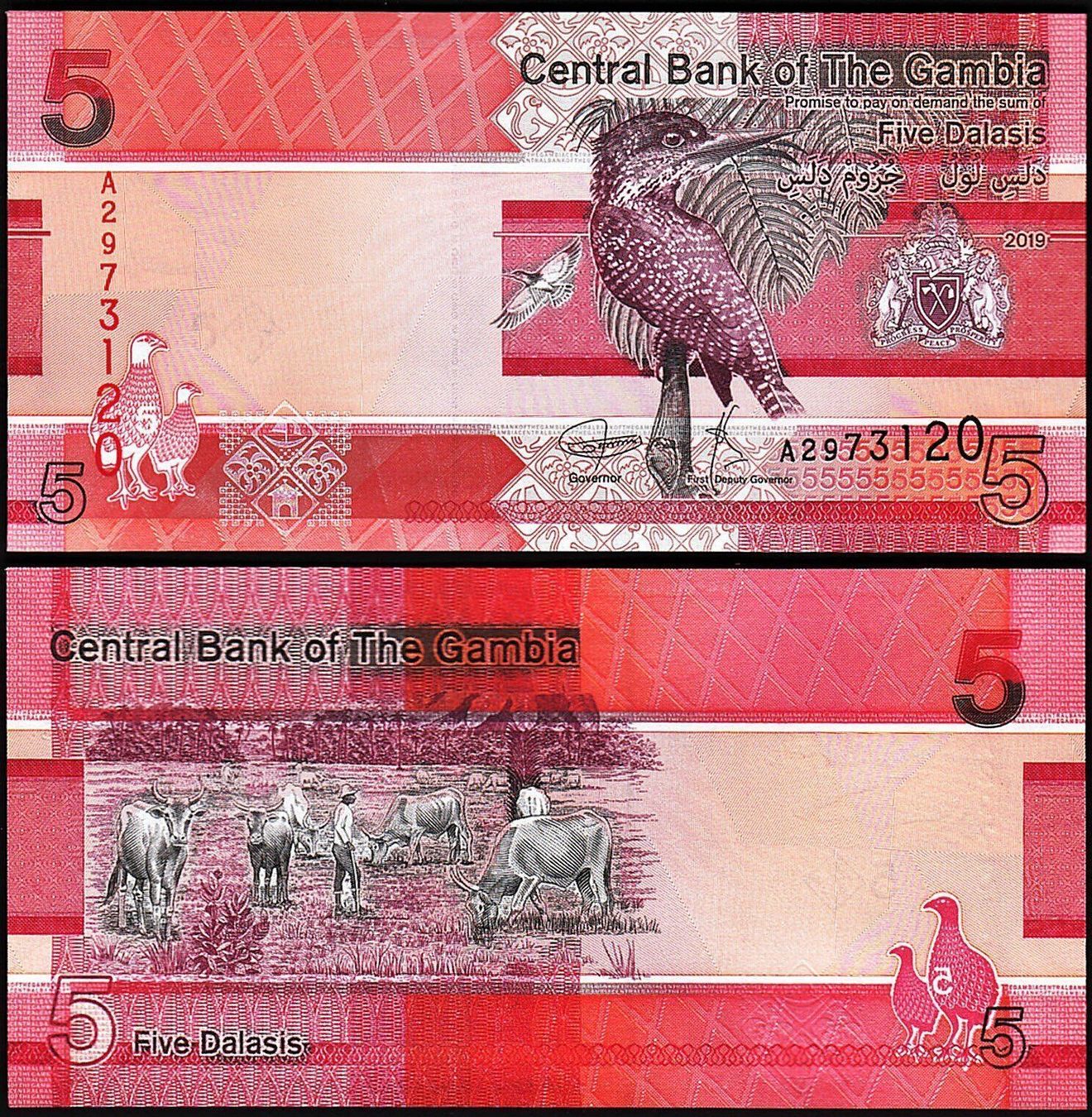 Banconote: Gambia Set 5.10.20.50.100.200 Dalasis – Nuovo e nell'imballaggio originale da Auw venduto da VIMM-78 1
