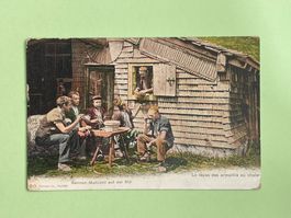 Sennen-Mahlzeit auf der Alp - vor 1908