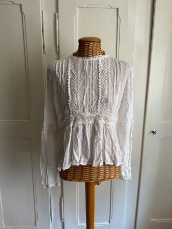 Empire Bluse weiss (Shabby Chic) XS