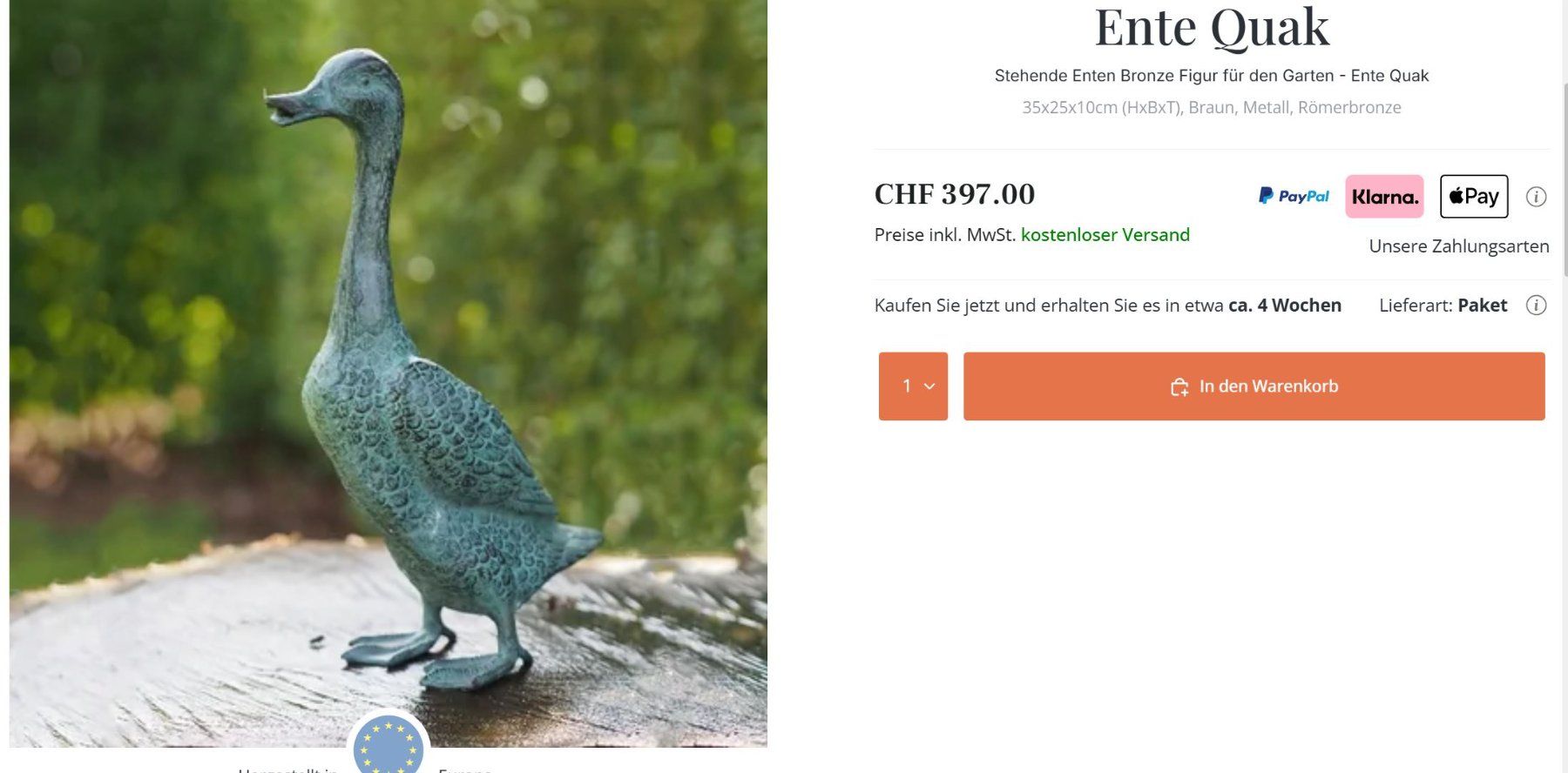 Skulpturen & Statuen: Bronze Ente Gartenskulptur – Gebraucht aus Balzers von gifom 4
