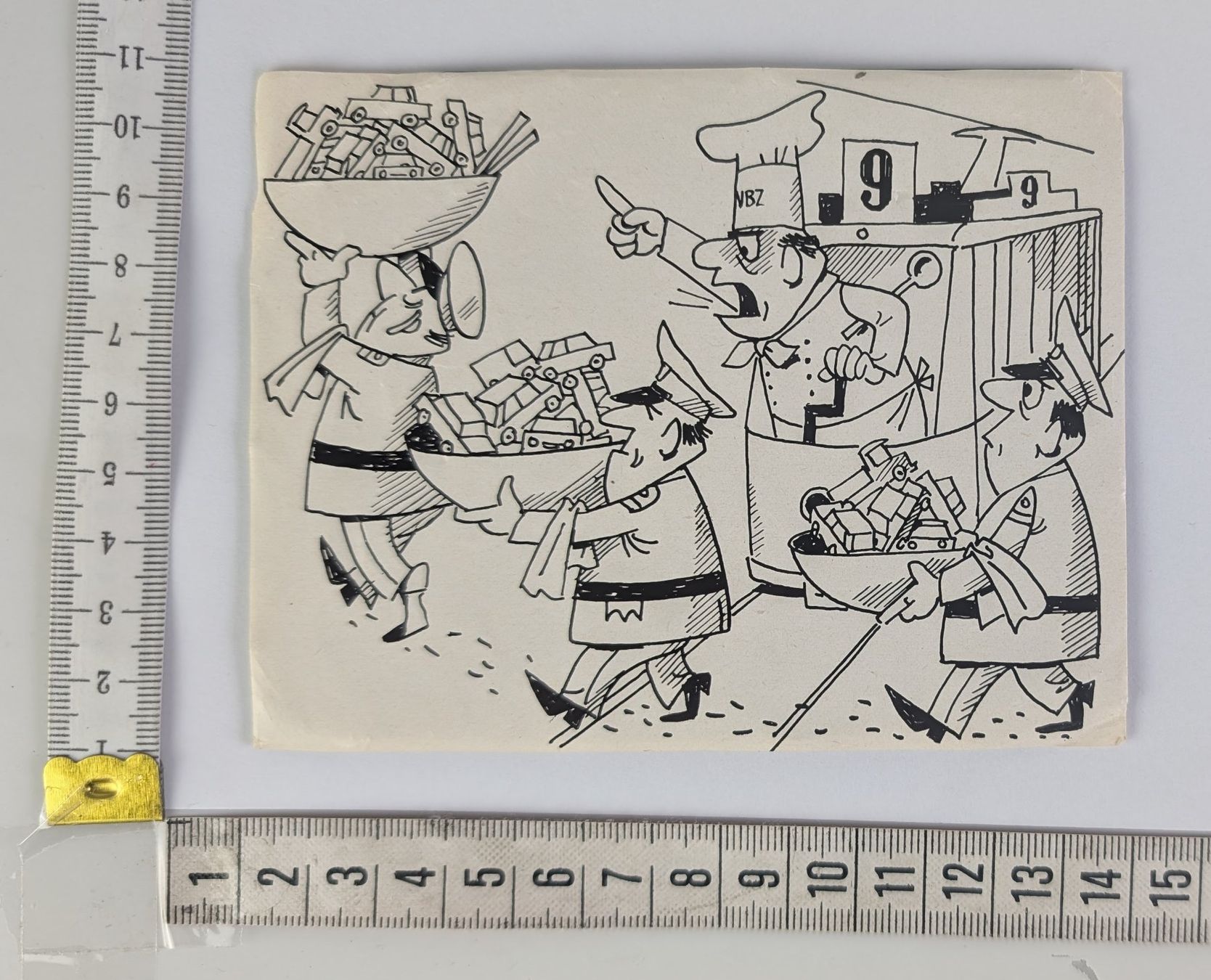 Posters & Illustrations: Druckerplatte mit Cartoon von Werner Büchi "VBZ" – D'occasion à Zürich par axolottchen