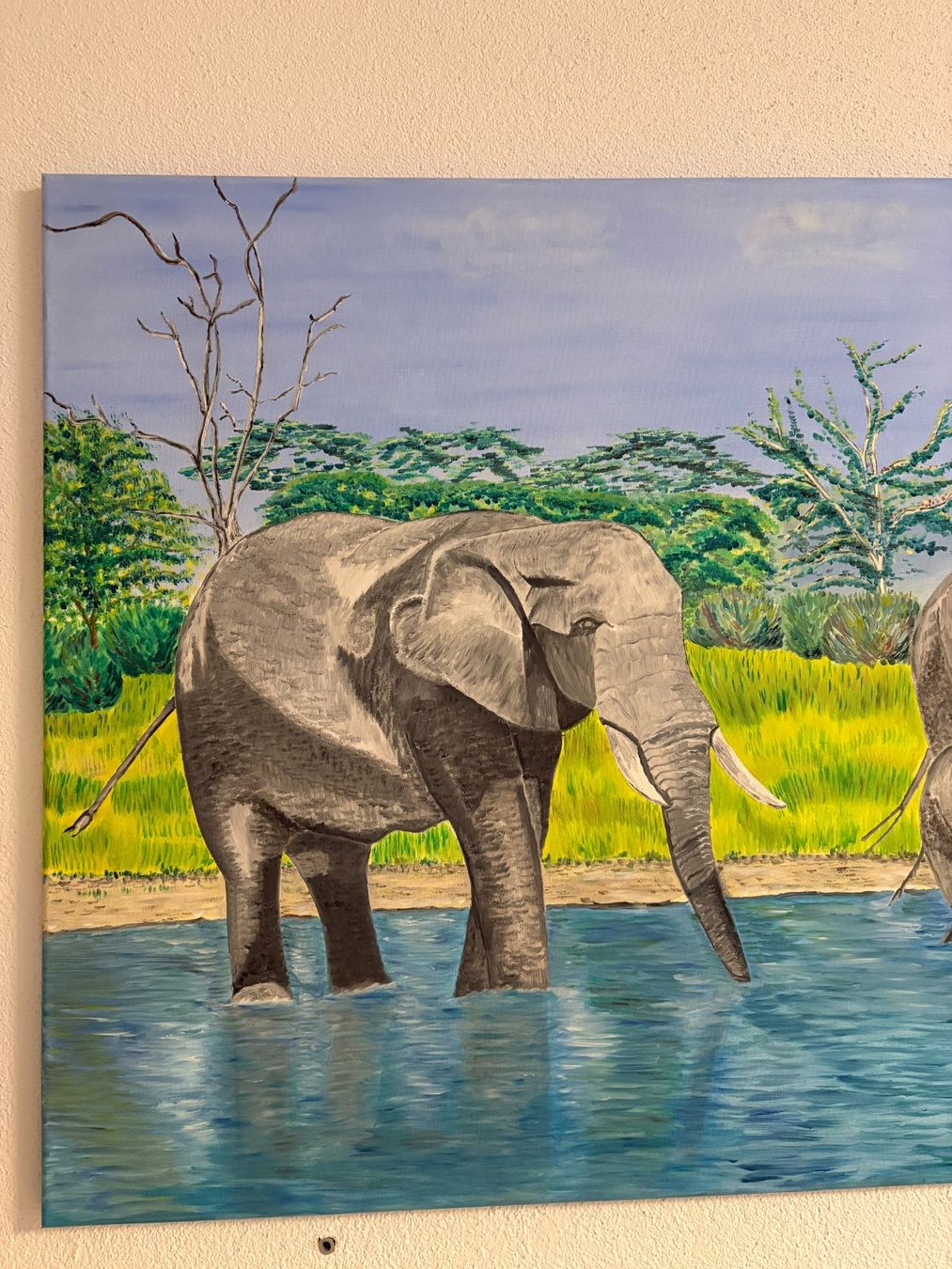 Dipinti: 100cm x70cm/handgemaltes Öl Gemälde Elefanten einzigartig – Usato da Ottenbach venduto da TimelessEmotions. 2
