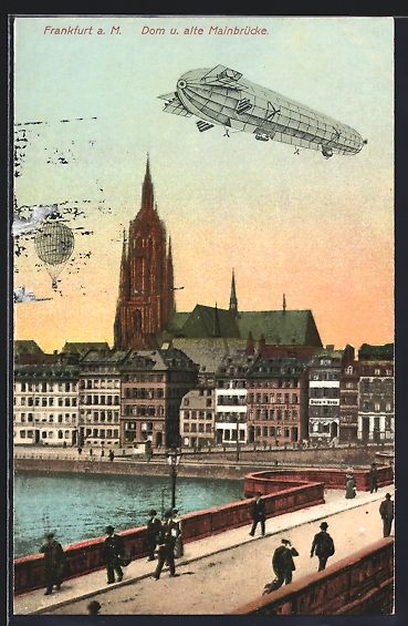 Foto & Poster: Frankfurt a. M., Zeppelin über Dom und  – Usato da Berlin venduto da bartko-reher