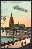 Frankfurt a. M., Zeppelin über Dom und 