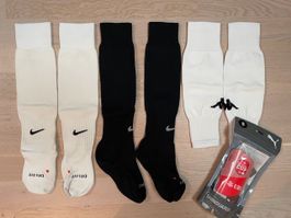 3 Fussball-Socken Gr 30-33 Nike & Schienbeinschoner (Neu)