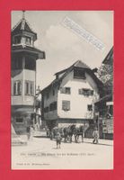 Luzern (Lichtdruck ca. 1908) Alte Häuser (belebt)