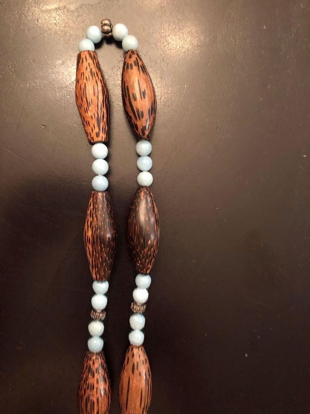 Catenine: HALSKETTE MIT HOLZ-TÜKIS STEIN, SILBER – Usato da Meggen venduto da Meggeni 1
