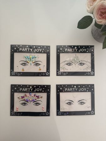 Gesichtsschmuck Party Joy Set 4 Stück neu verpackt