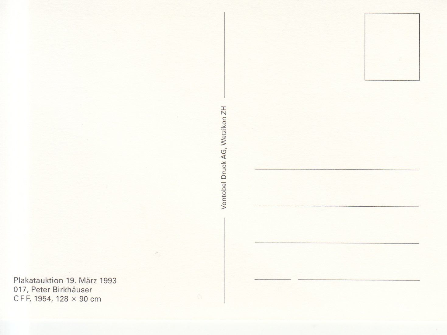 Cartoline postali: CFF 1954, Plakatauktion 1993 – Nuovo (secondo la descrizione) da Bürglen TG venduto da StampGraf 1