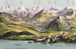 Spiez und Berner Oberland ( Thuner See ) Panorama  1914