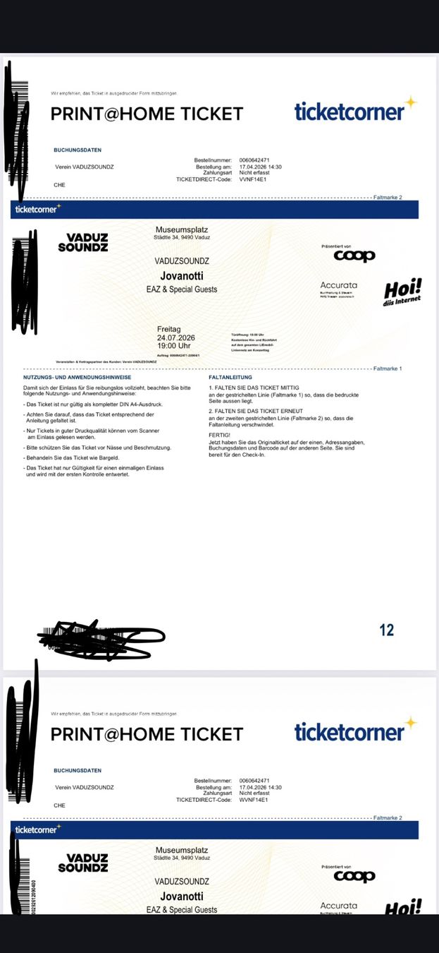 Tickets: Vaduz sounz – Gebraucht aus Bronschhofen von SamFisher00