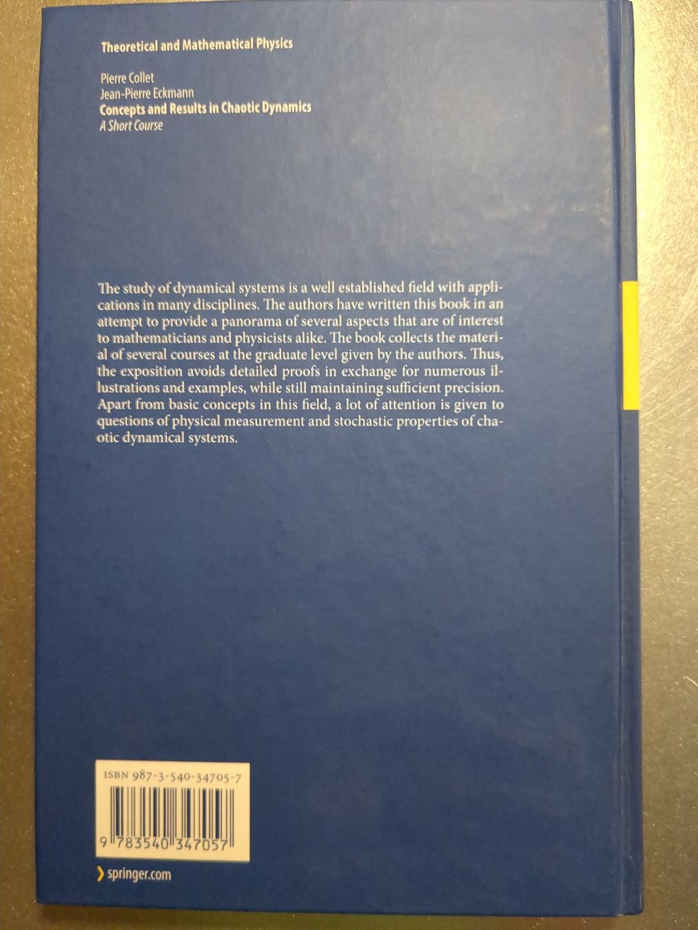 Livres: Concepts and Results in Chaotic Dynamics – Neuf (Voir description) à Orbe par smmg 2