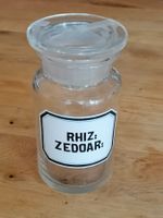Glas Apothekerflasche "Rhiz: Zedoar:"