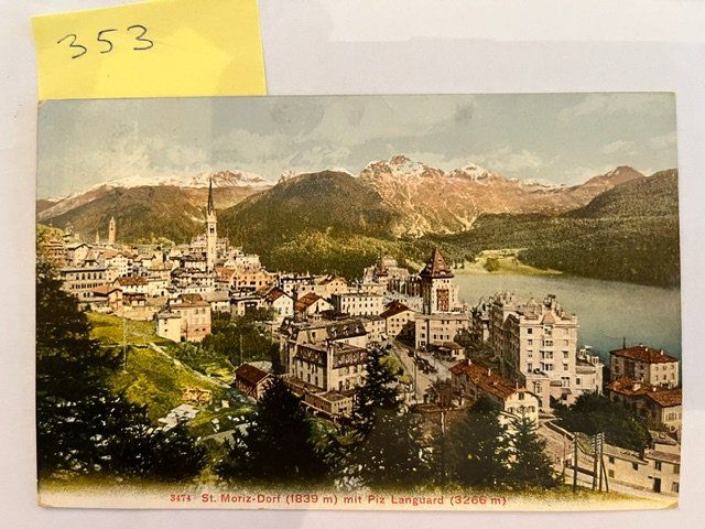Cartoline postali: Alte Postkarte St. Moritz Dorf mit Piz Languard – Usato da Niederwil AG venduto da dahu75