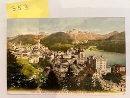 Alte Postkarte St. Moritz Dorf mit Piz Languard