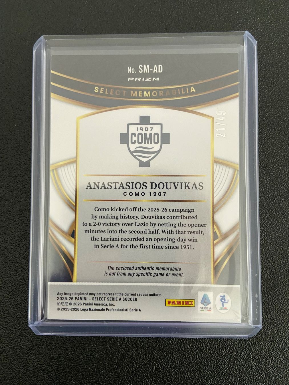 Panini Carte collezionabili: Anastasios Douvikas Relic 21/49 Panini Select Serie A 25/26 – Usato da Dagmersellen venduto da dav_b656 1