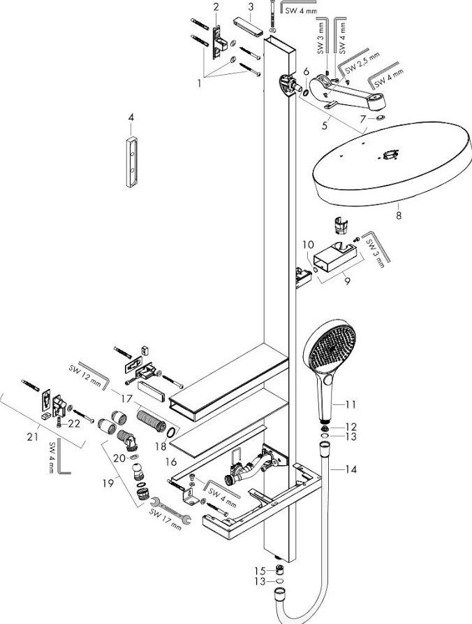 Hansgrohe Soffioni doccia: 579 Hansgrohe Rainfinity Showerpipe Unterputz Ersatzteile – Nuovo (secondo la descrizione) da Derendingen venduto da Meisterstuecke 2