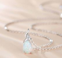 Diamant Halskette+14karat gold und natürlicher Opal