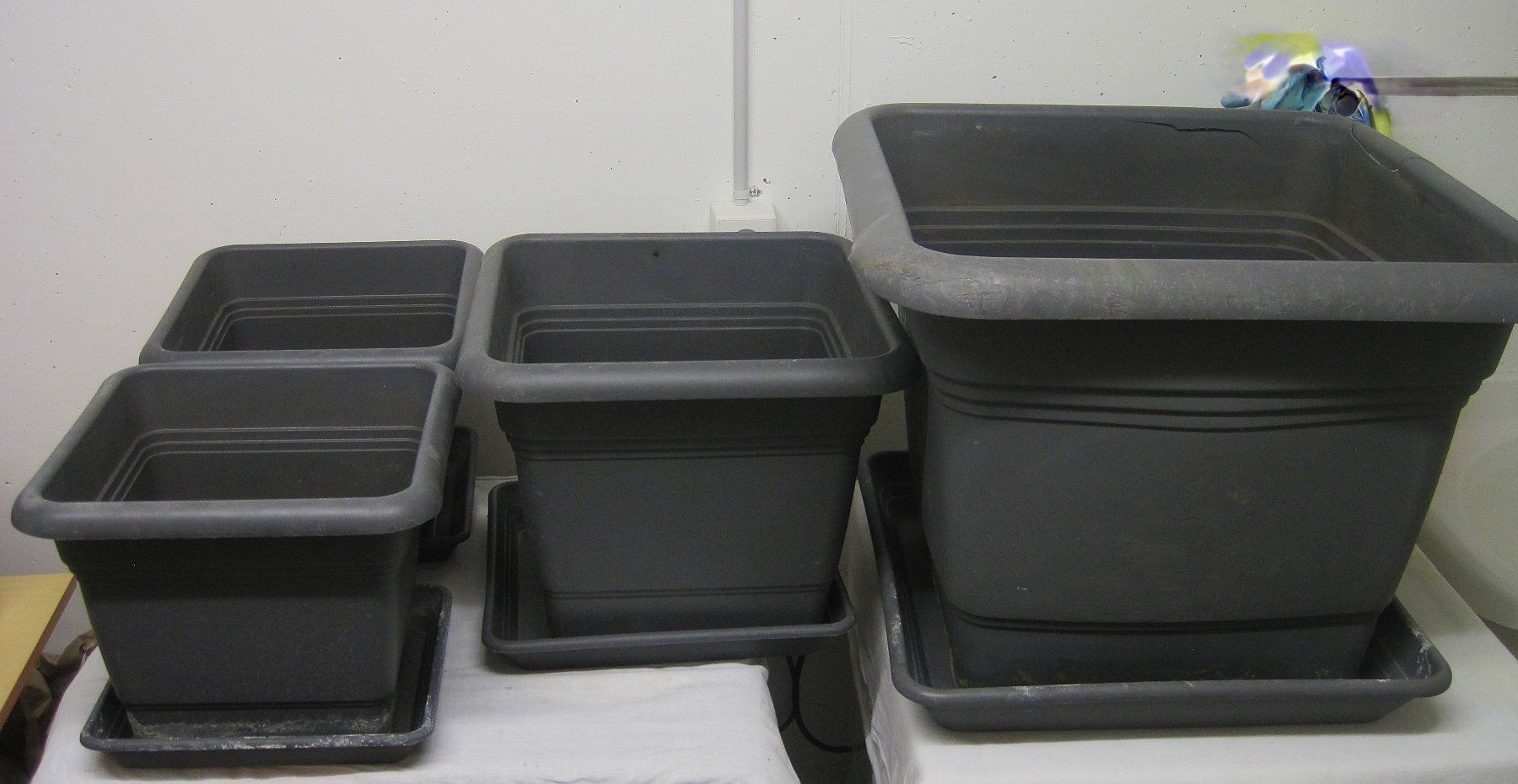 Vasi per fiori: 4x Pflanzencontainer Geli  Anthrazit inkl. Untersetzer – Usato da Rickenbach Sulz venduto da Sodeli23