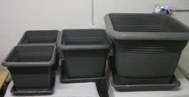 4x Pflanzencontainer Geli  Anthrazit inkl. Untersetzer