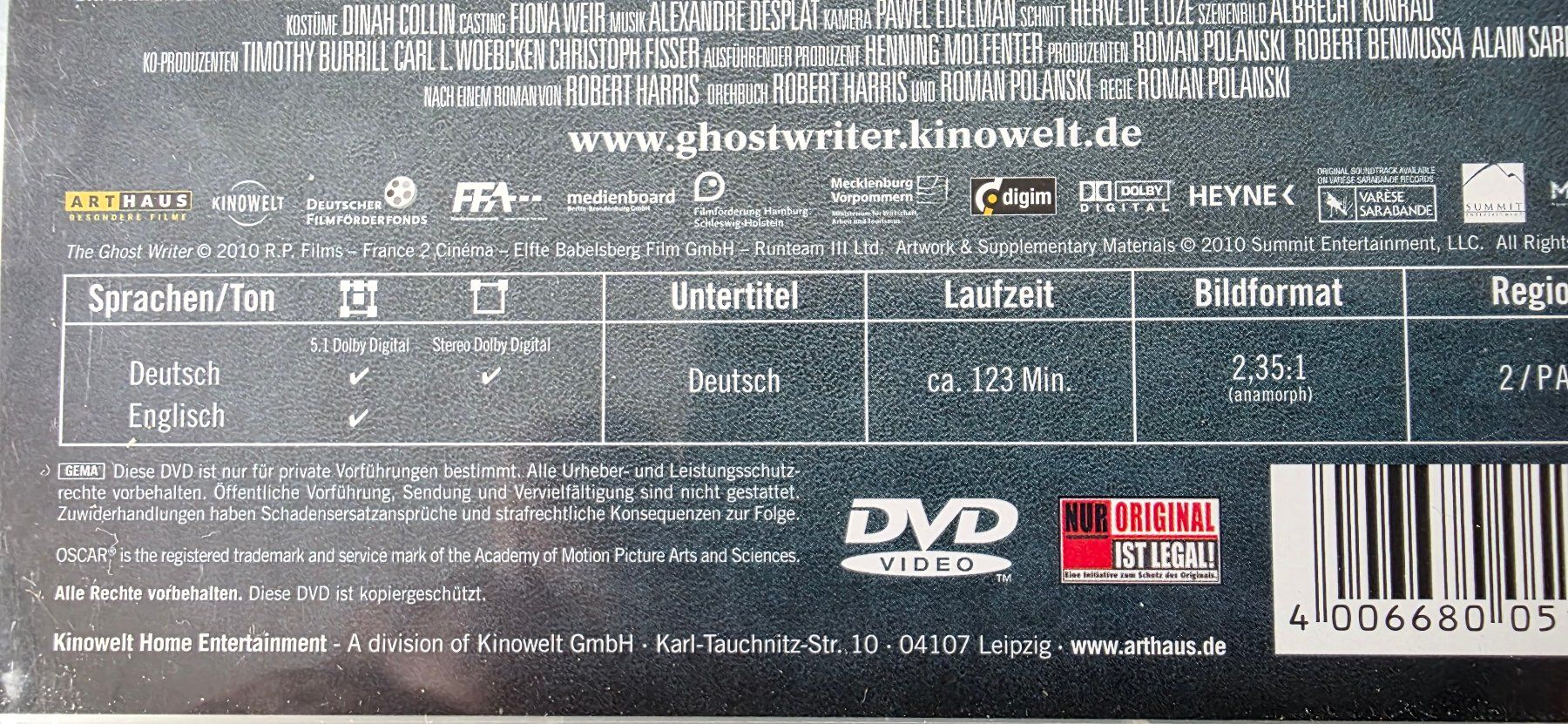 Tutti i DVDs: DVD / Der Ghostwriter - Pierce Brosnan – Usato da Oetwil am See venduto da fineli2 1