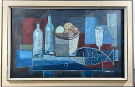 Albert Pfister Gemälde Fisch Stillleben Schweiz Kunst