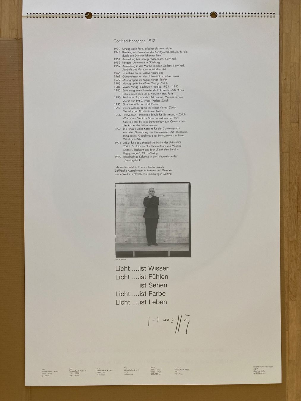 Calendari: Honegger Gottfried, Kunst- Kalender 2000, 99 x 69cm – Nuovo e nell'imballaggio originale da Chur venduto da Spuntz1 3