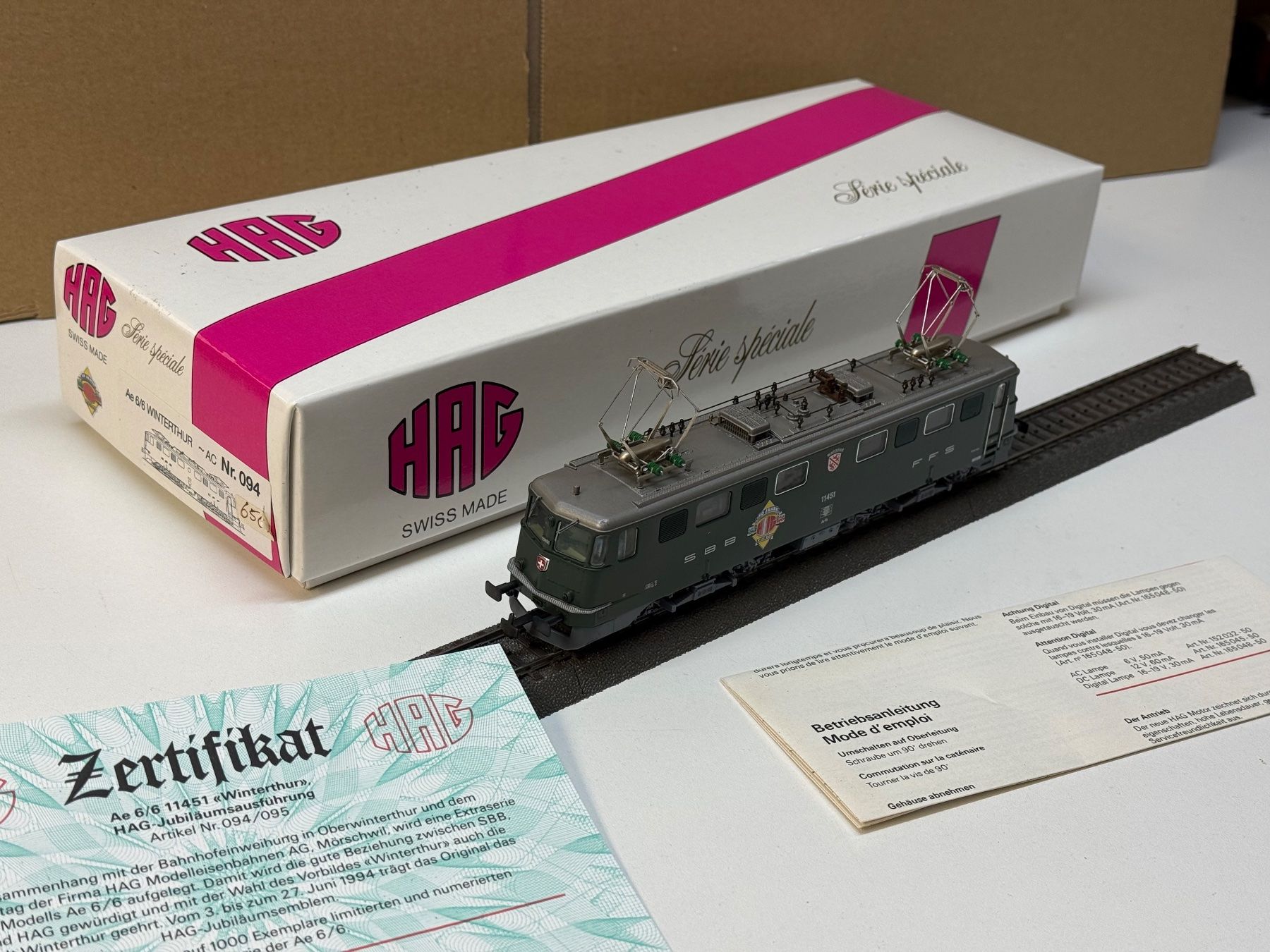 Hag Modellini di ferrovie: Hag 094, E-Lok Ae 6/6 der SBB "Winterthur", AC Wechselstrom – Usato da Hinwil venduto da Johann57