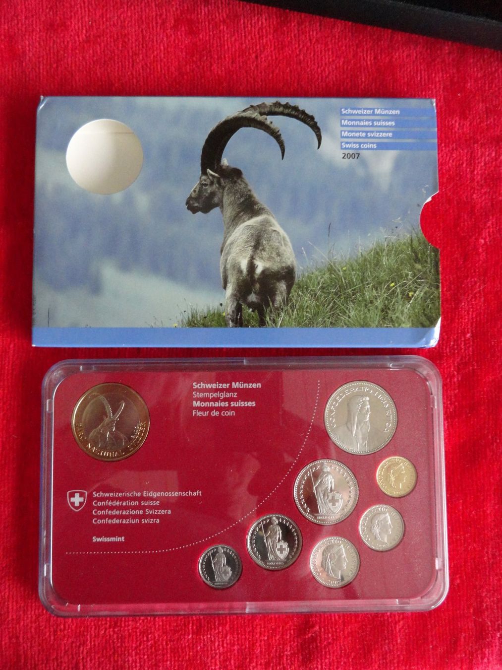Tutti le monete: Schweizer Münzen-Set 2007, Steinbock, Stempelglanz – Nuovo e nell'imballaggio originale da Gerlafingen venduto da Shiva_74