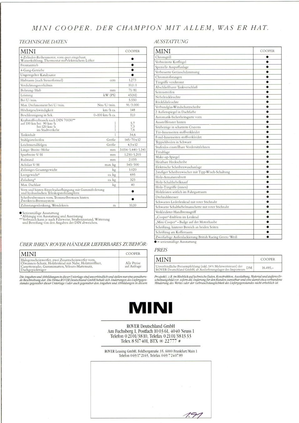 Mini Automobili: Mini Cooper - Original-Prospekt Top Zustand! – Nuovo (secondo la descrizione) da Malans GR venduto da Chueche427 4