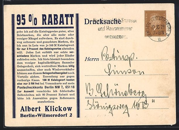 Cartoline postali: Berlin-Wilmersdorf, Ansichtskartenverlag – Usato da Berlin venduto da bartko-reher