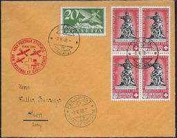 1940 Brief RotKreuz SION / Feldpost 22 BF B5 4erBlock ab 1.-