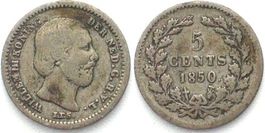 NIEDERLANDE 5 Cents 1850, WILLEM III. Silber ss