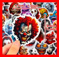 Monster Fratze Clown Maske Horror Scream 50 tlg Stickerset