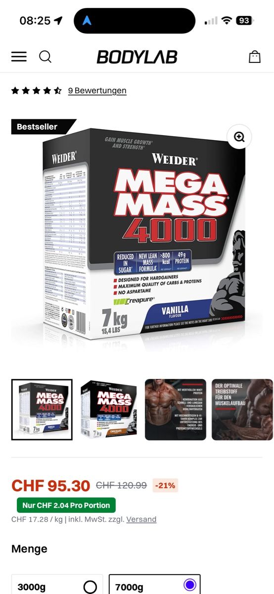 Cibi & Specialità: WEIDER Mega Mass 4000 Vanilla 7kg neu – Nuovo e nell'imballaggio originale da Freienbach venduto da ang_8xxz 1