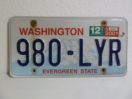 USA Nummernschild License Plate WASHINGTON 980-LYR