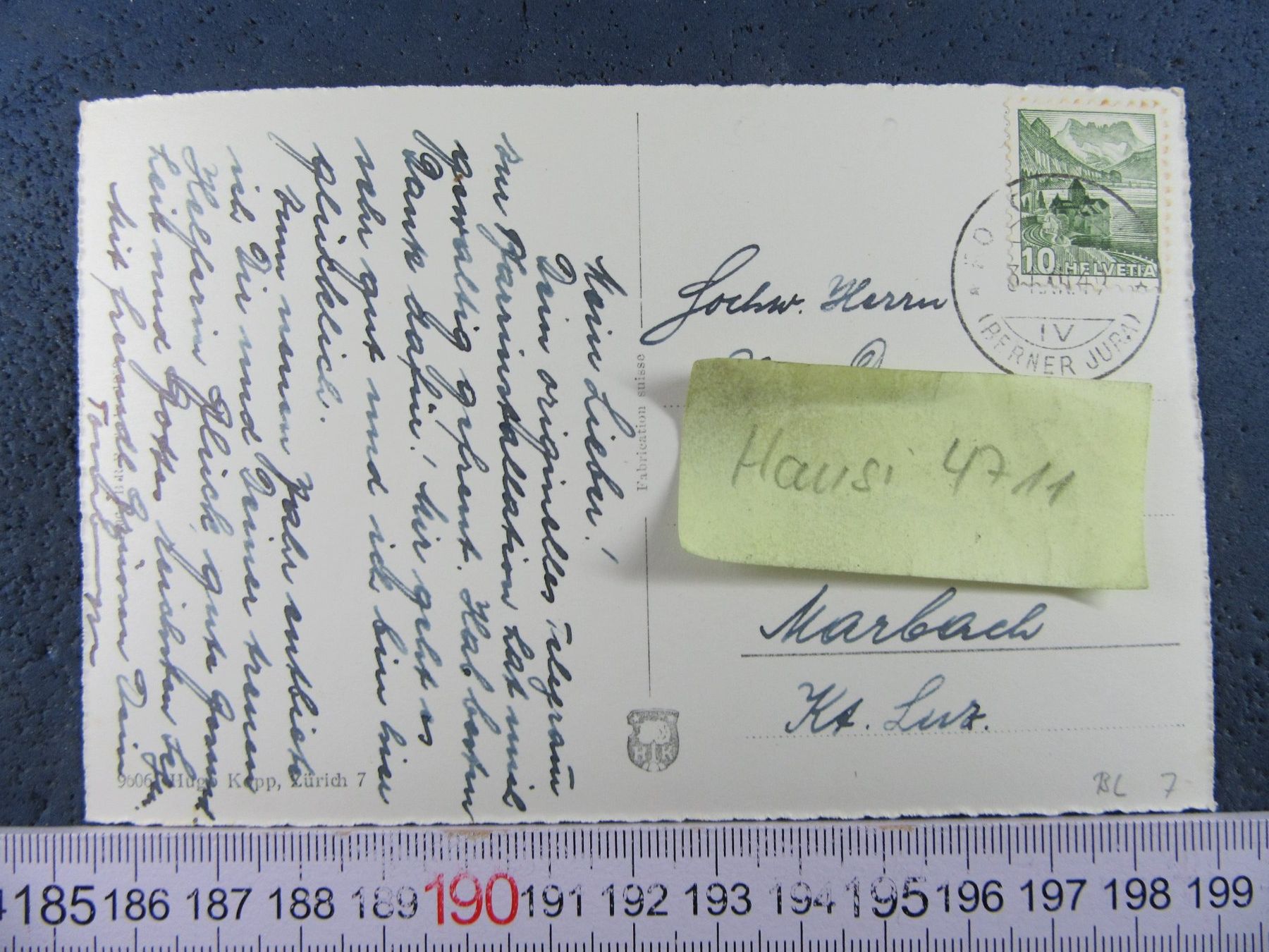 Cartoline postali: ROGGENBURG BL AK EX BE 1947 – Usato da Ettingen venduto da Hausi4711 1