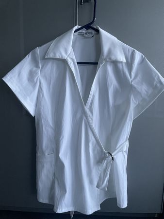 Weisse Wickelbluse, Arbeitskleidung von Noel Asmar Gr. S