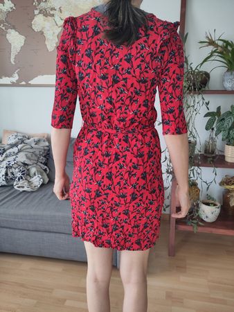 Vestito rosso fantasia floreale Promod taglia 36 vintage