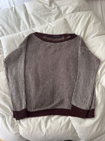 Pull Brandy Melville rayé bordeaux et blanc taille unique