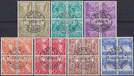 1934, Nr.194-200 Viererblöcke +Ersttags-Stempel. Kat: 1000.-